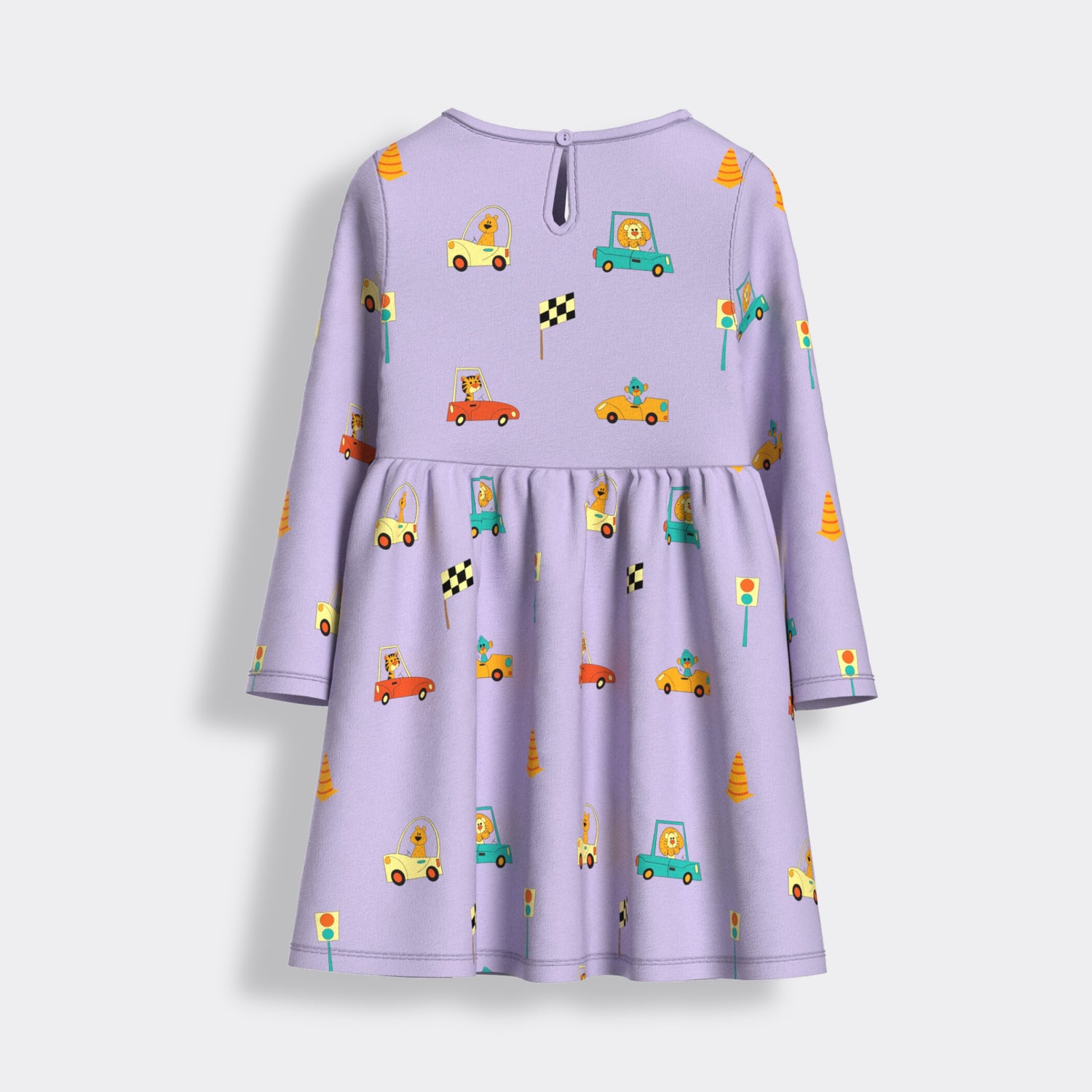 Long Sleeves Printed Dress | Racing Cars