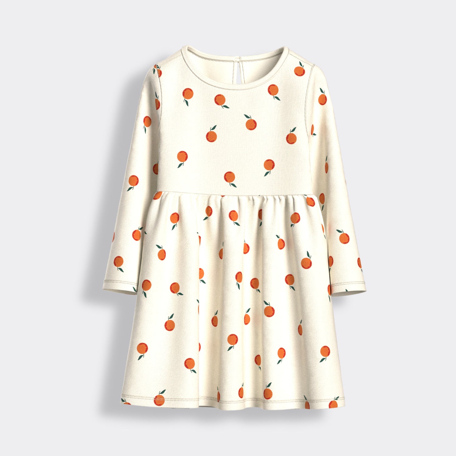 Long Sleeves Printed Dress | Orange Heaven