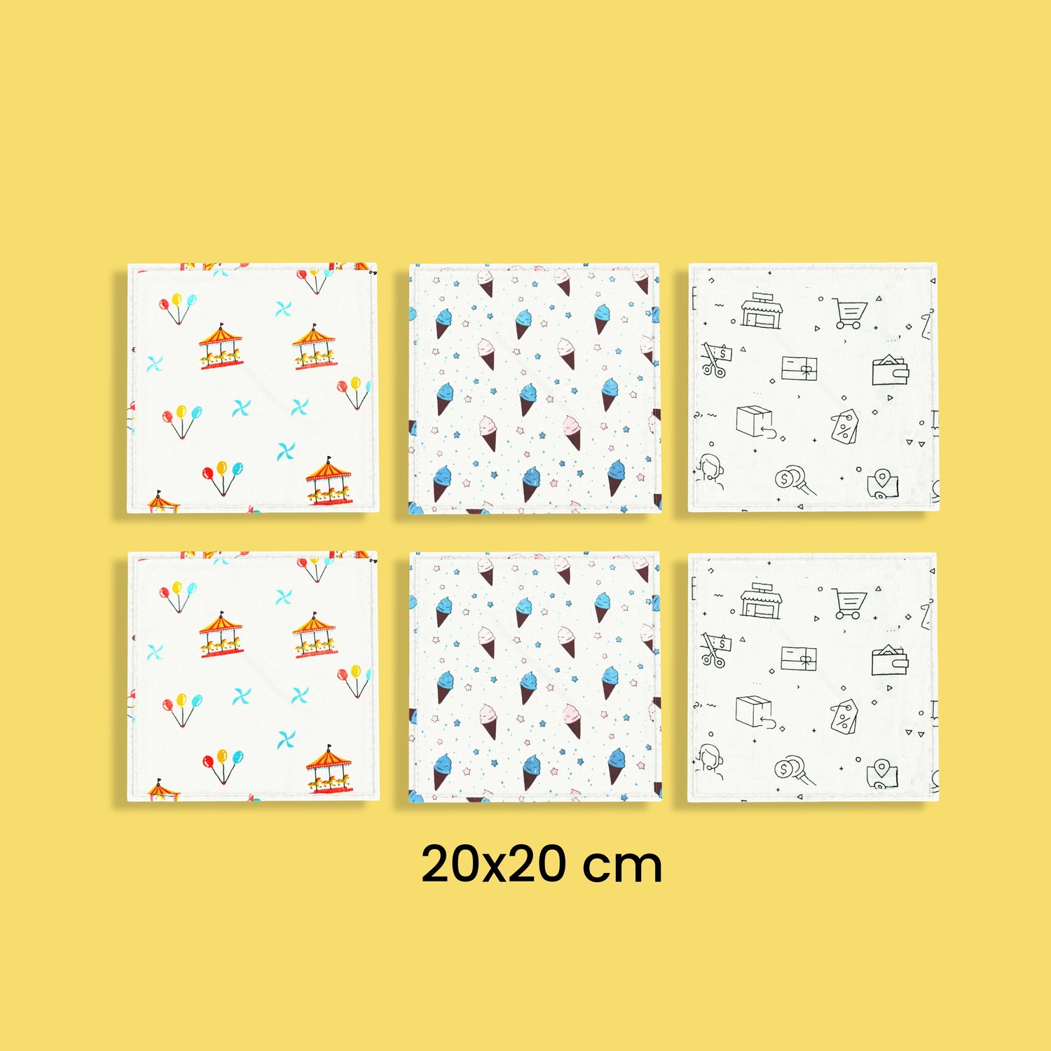 6 Pack Muslin Napkin | Swing, Icecream, Truck