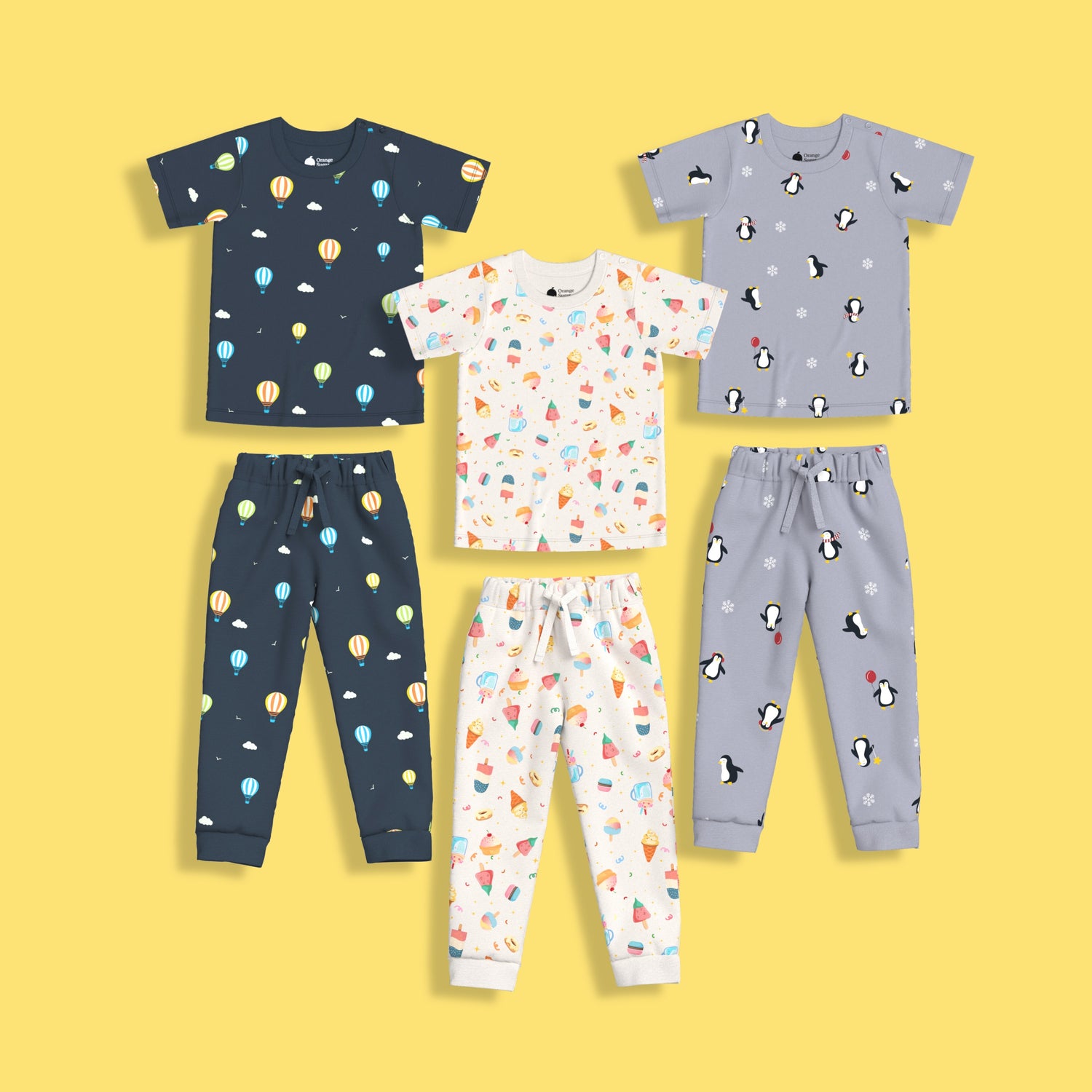 3 Pack Half Sleeves Unisex Co-ord Set | Frosty, Penguin & Hot Air