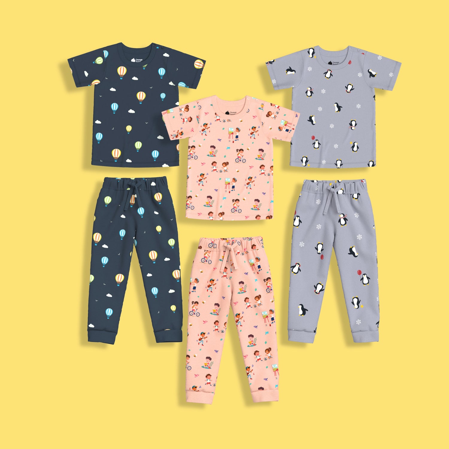 3 Pack Half Sleeves Unisex Co-ord Set | Garden, Hot Air & Penguin