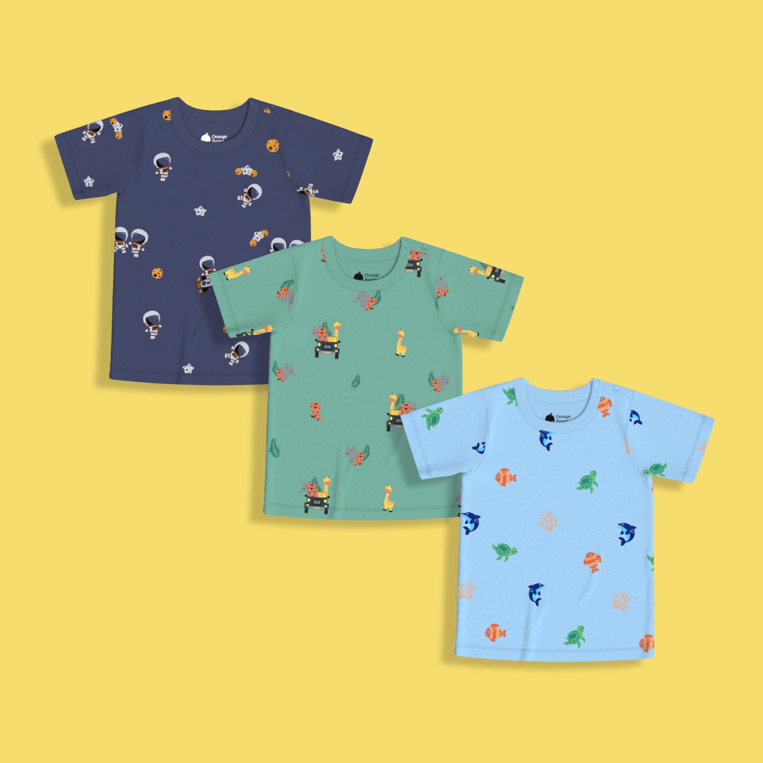 3 Pack Half Sleeves T-Shirt | Space, Jungle & Underwater