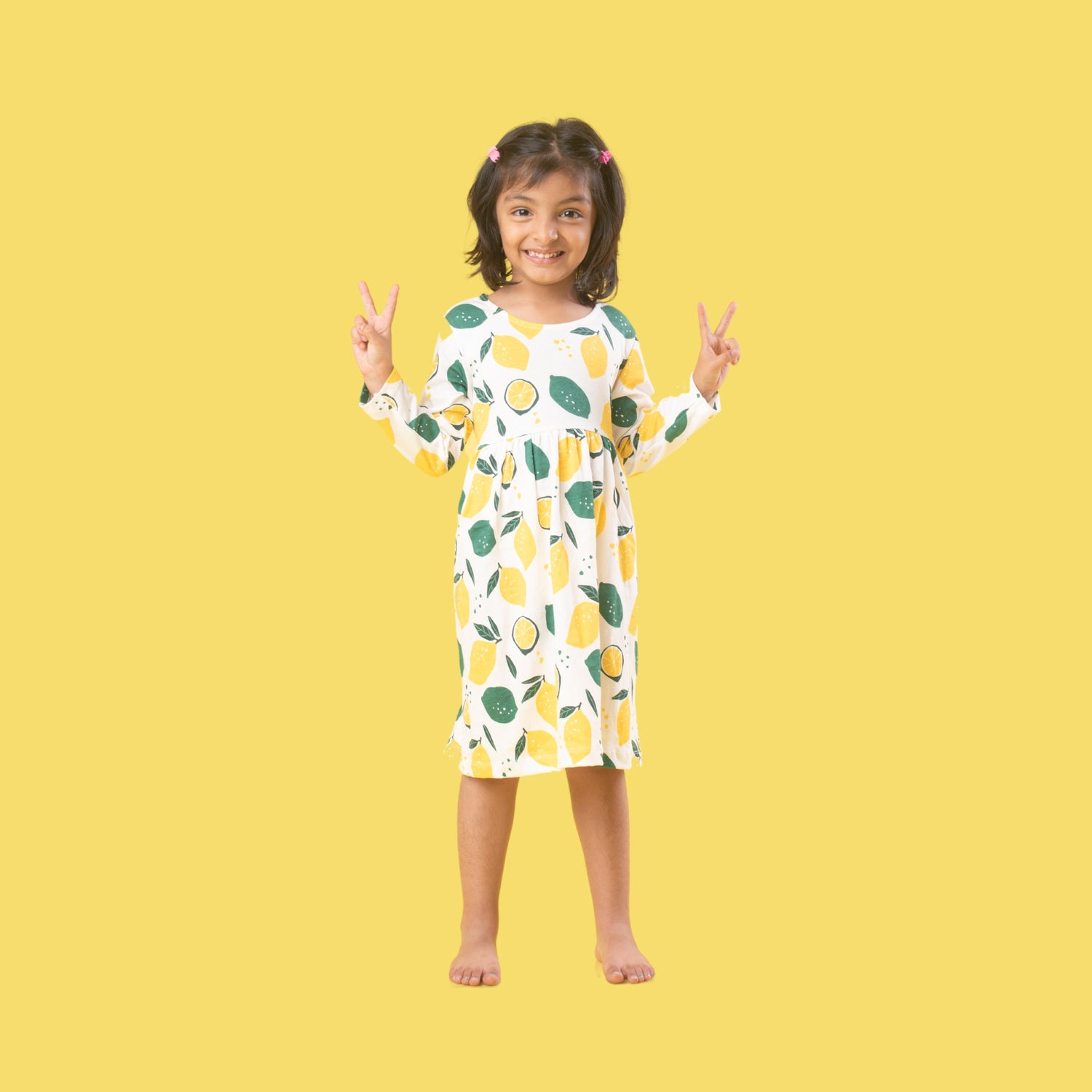 Long Sleeves Printed Dress | Lemon Joy