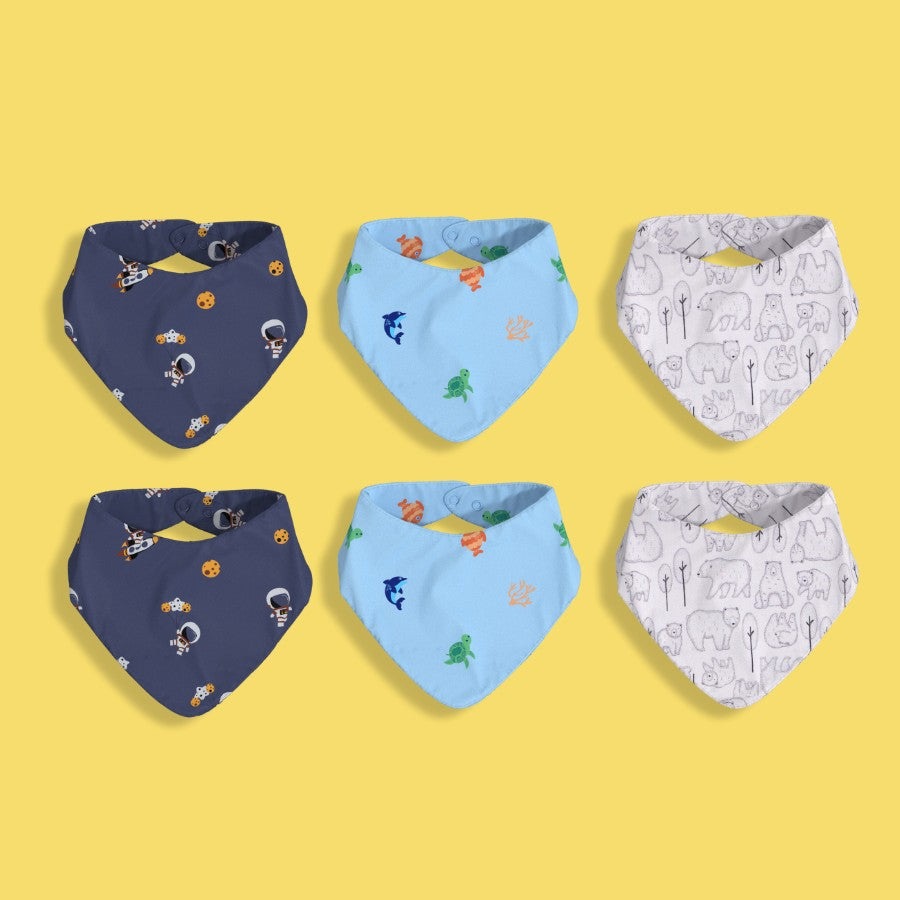 6 Pack Bandana Bib | Space, Underwater, Bear