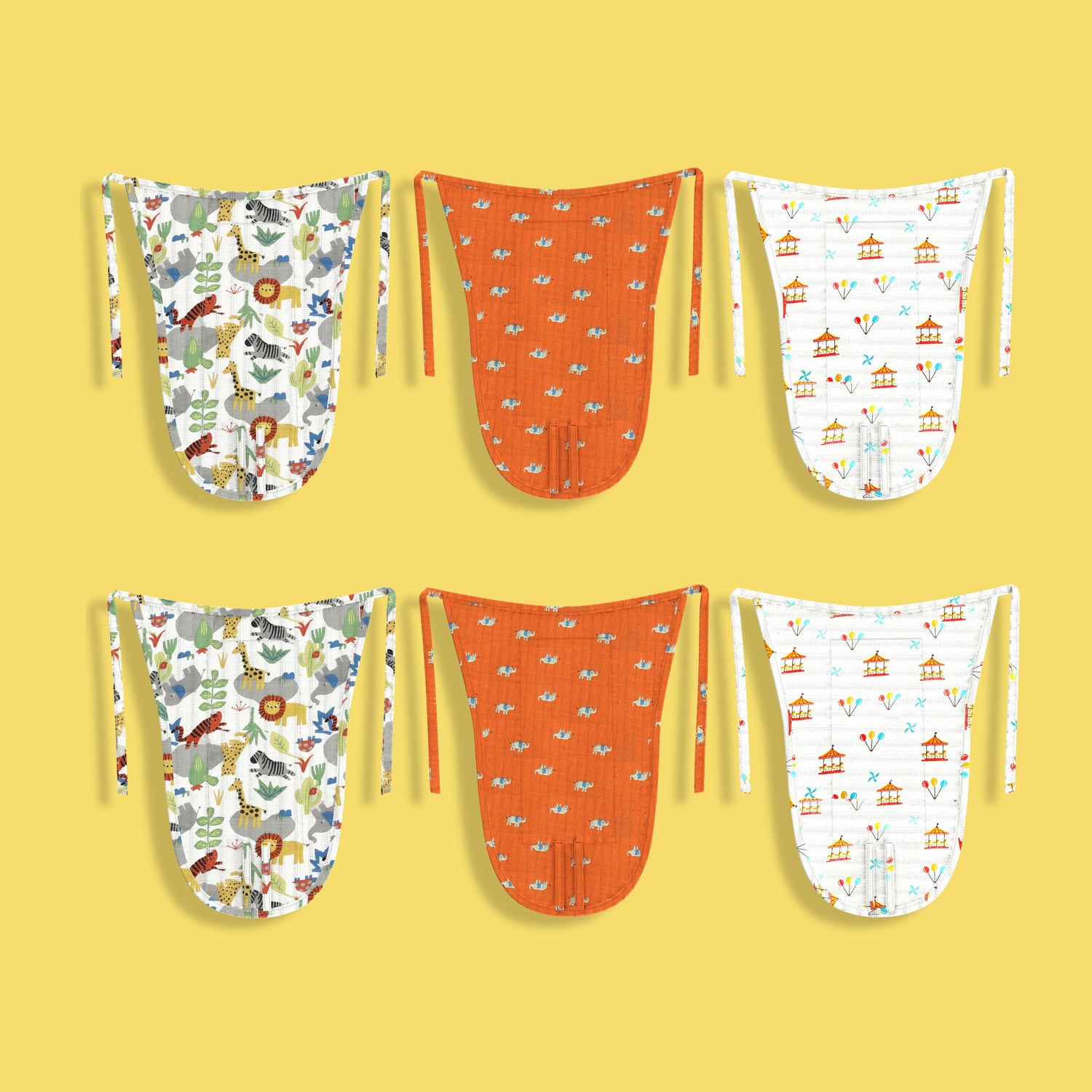 6 Pack Muslin Langot | Jungle, Red Elephant, Swing