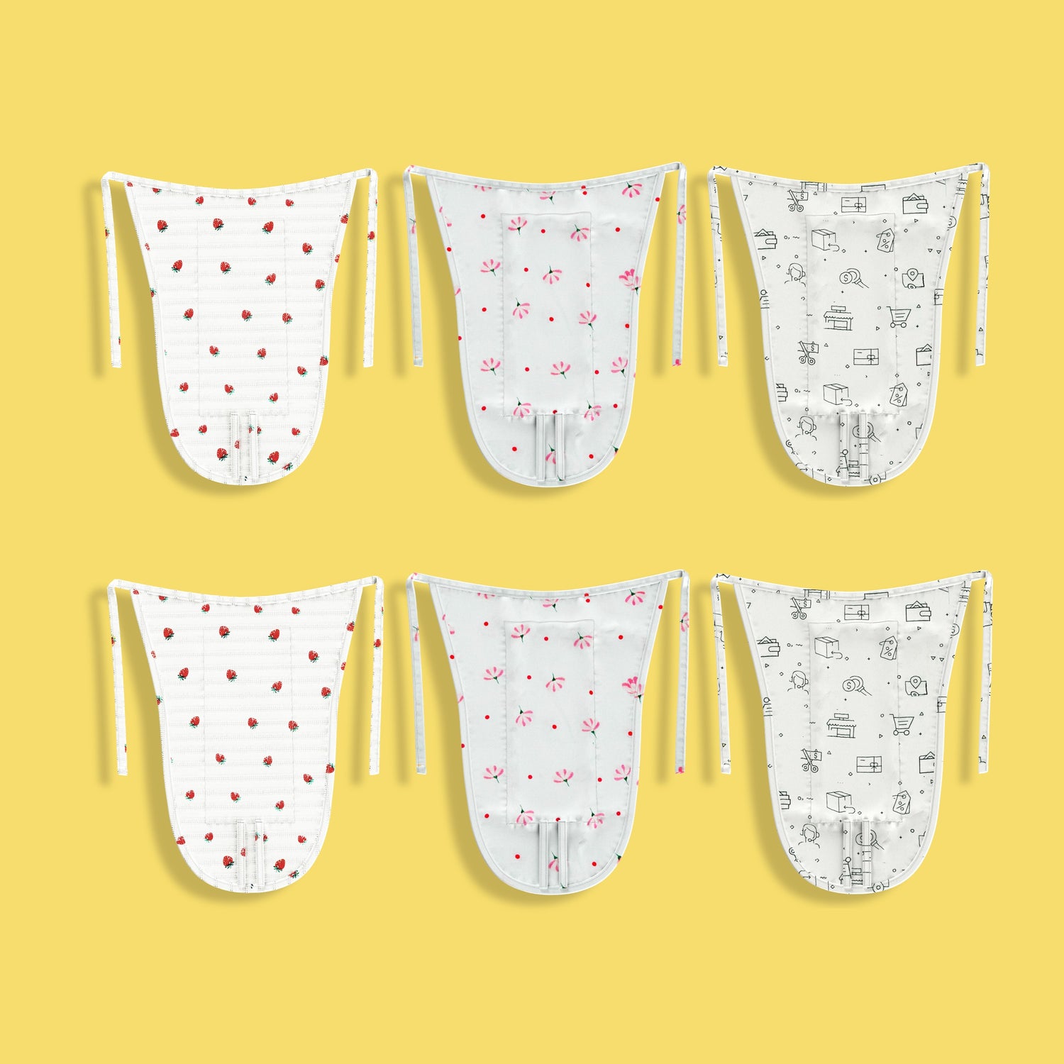 6 Pack Muslin Langot | Strawberry, Flower, White Truck