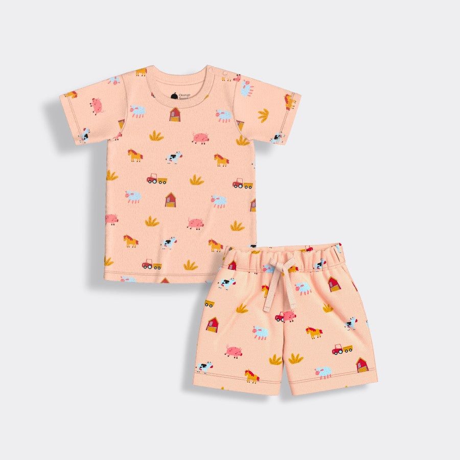 4 Pack T-Shirt & Shorts Unisex Co-ord Set | Farm, Beetroot, Space, Circus