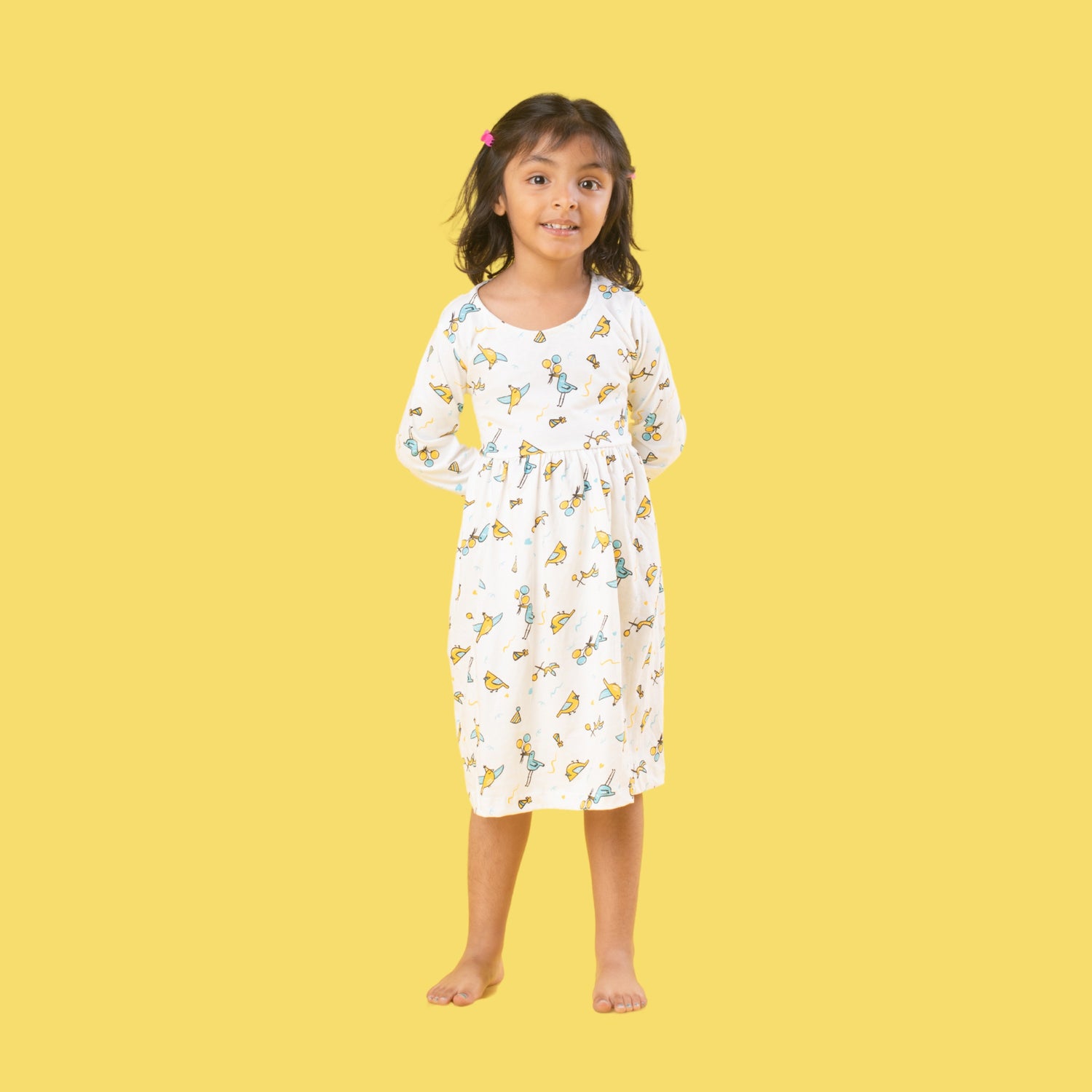 Long Sleeves Printed Dress | Bird Day