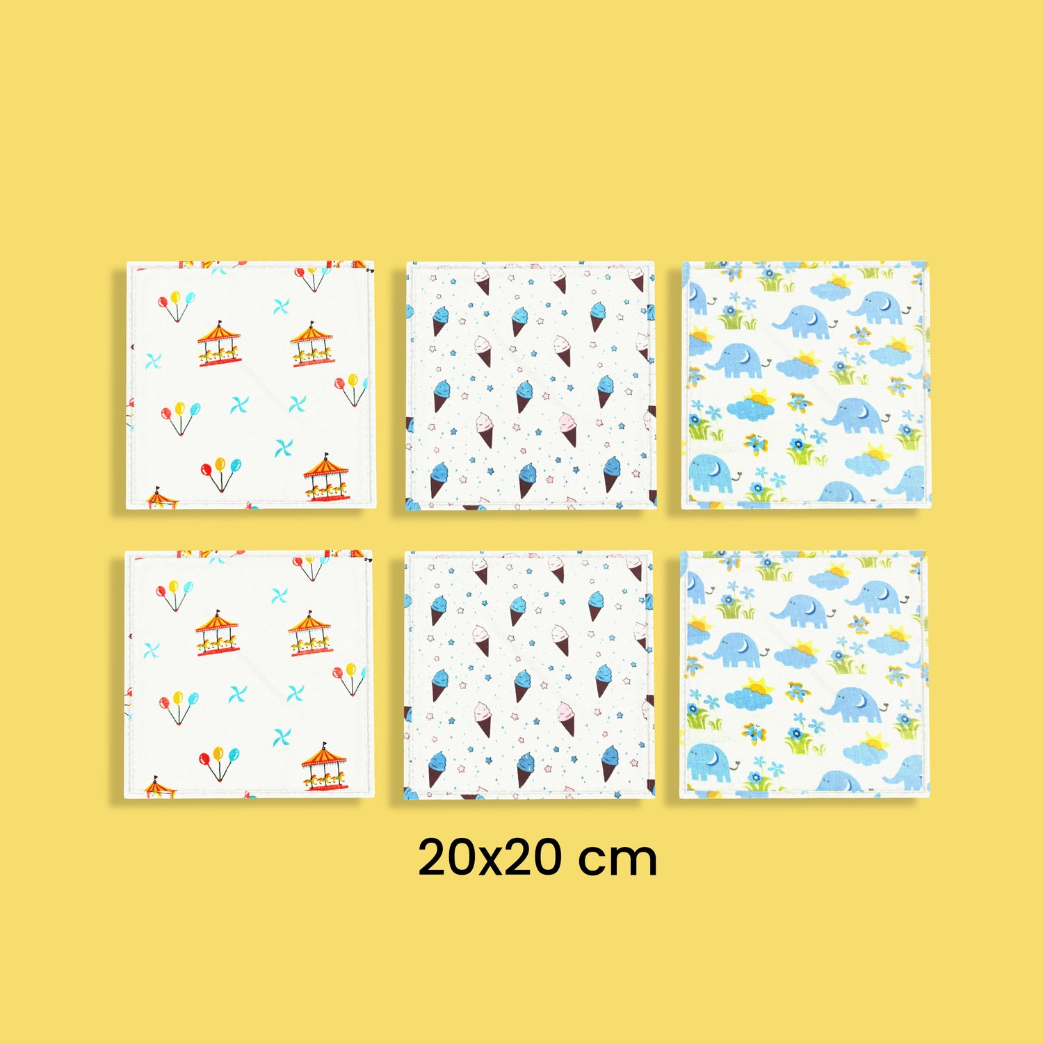 6 Pack Muslin Napkin | Swing, Icecream, Elephant