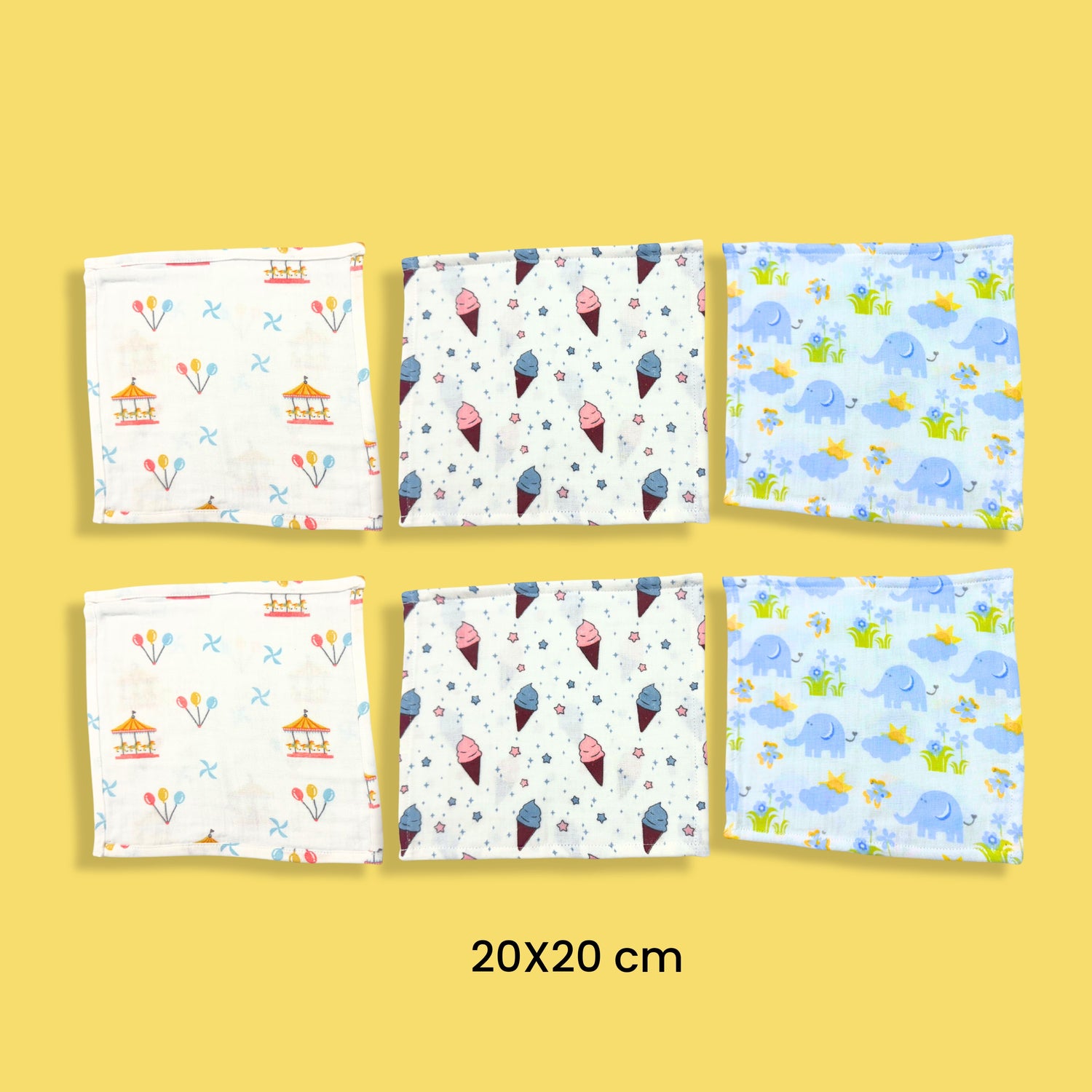 6 Pack Muslin Napkin | Swing, Icecream, Elephant