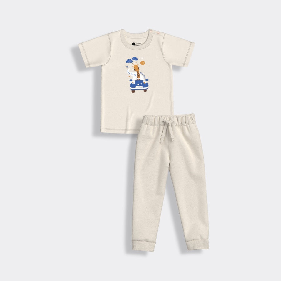 Half Sleeves Unisex Co-ord Set | Giraffe Beep