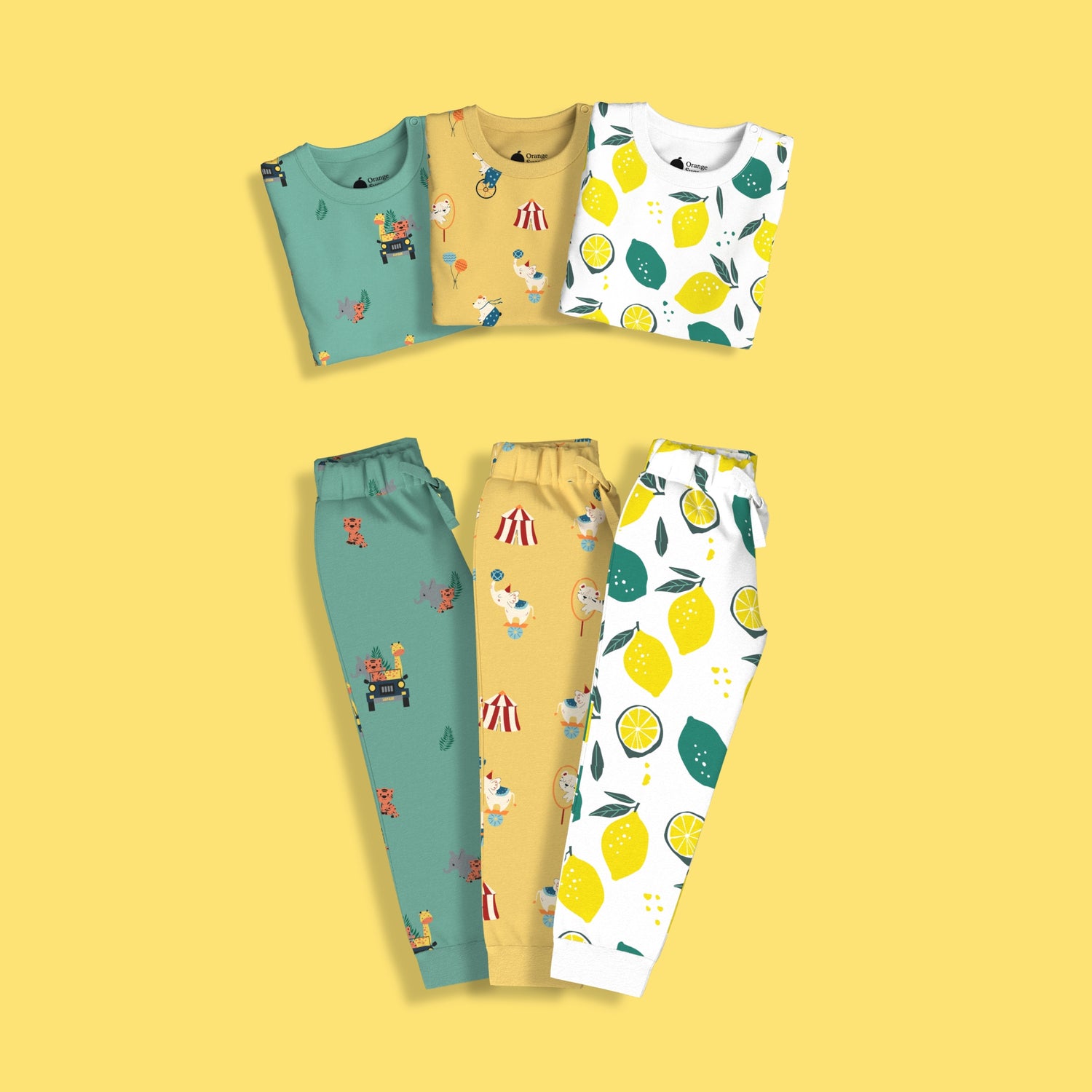 3 Pack Half Sleeves Unisex Co-ord Set | Lemon, Circus, Jungle